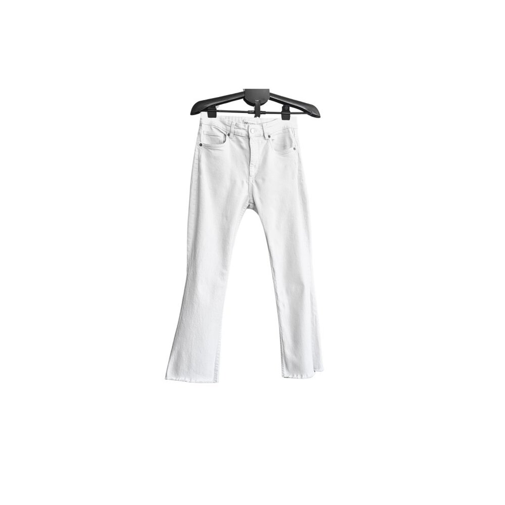ZARA White Straight Crop Jeans – Size 8 – Join Life – Raw Hem – Preowned - Picture 2 of 7